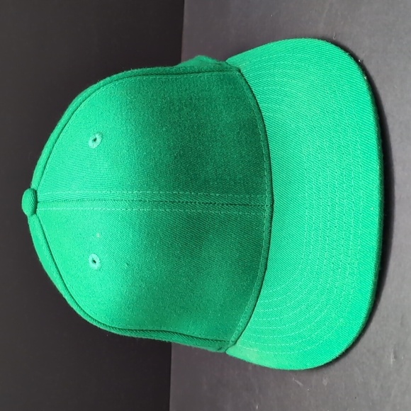 Lids Blank Green Flat Bill 210 Fitted Hat by Flexfit,Size 7 1/4-7 5/8. - Picture 2 of 9